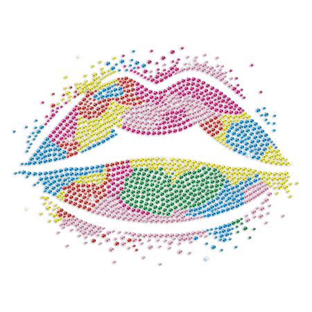 Colorful Lips Bling Rhinestone Iron On Decals